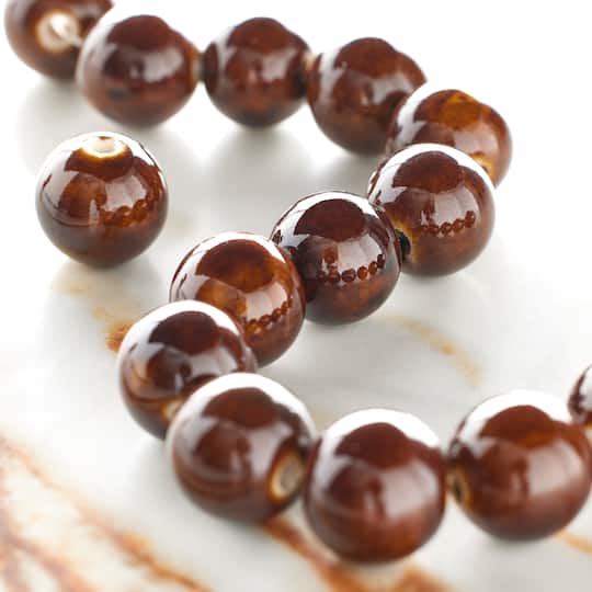 Amber Ceramic Round Beads, 12mm by Bead Landing™